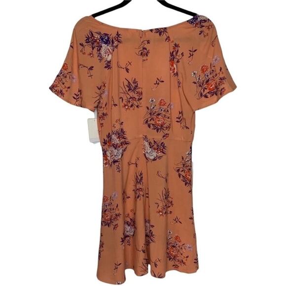 Abound Coral Floral Mini Dress Small NWT – V-Neck Skater Summer - Picture 2 of 4